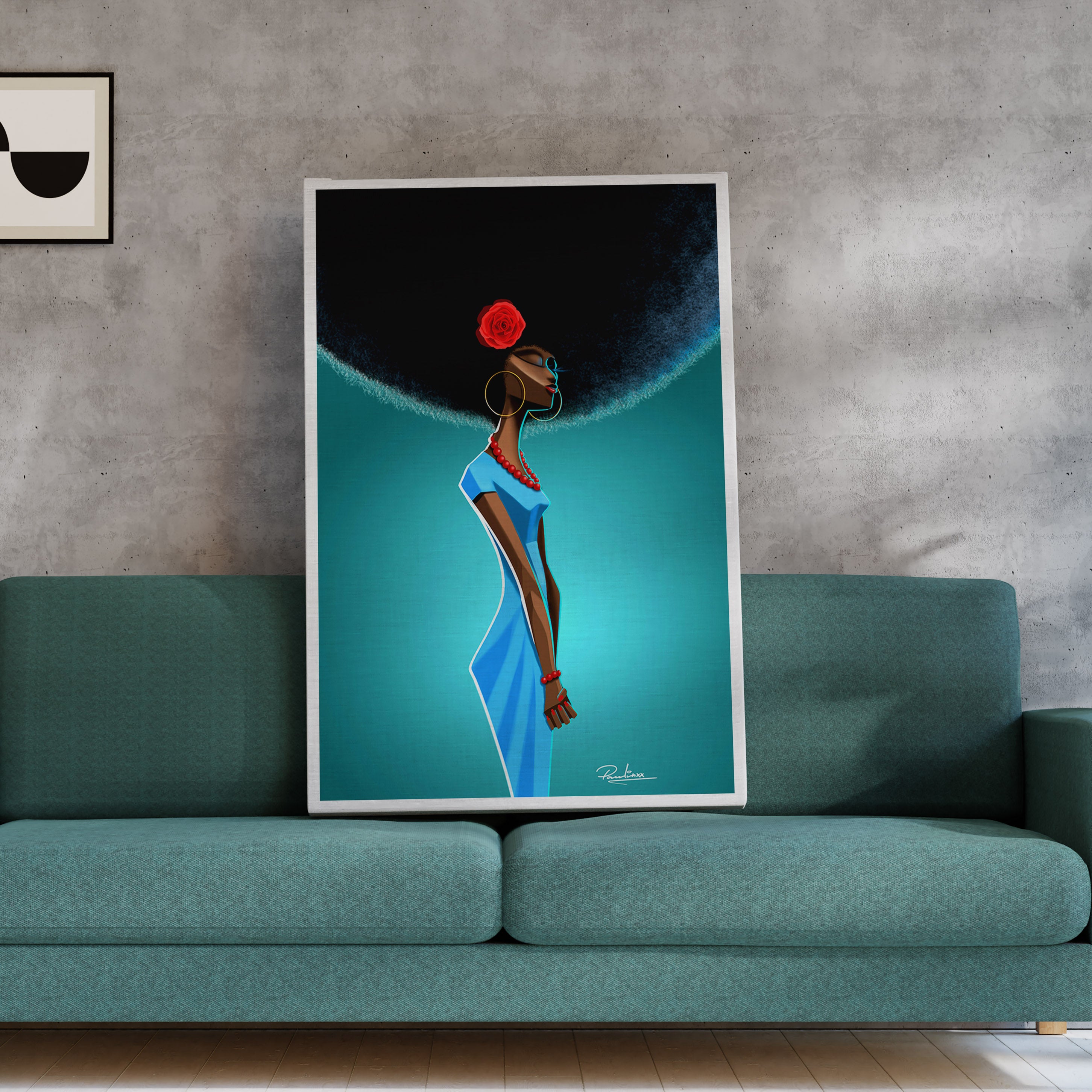 Afro Damsel (Teal)