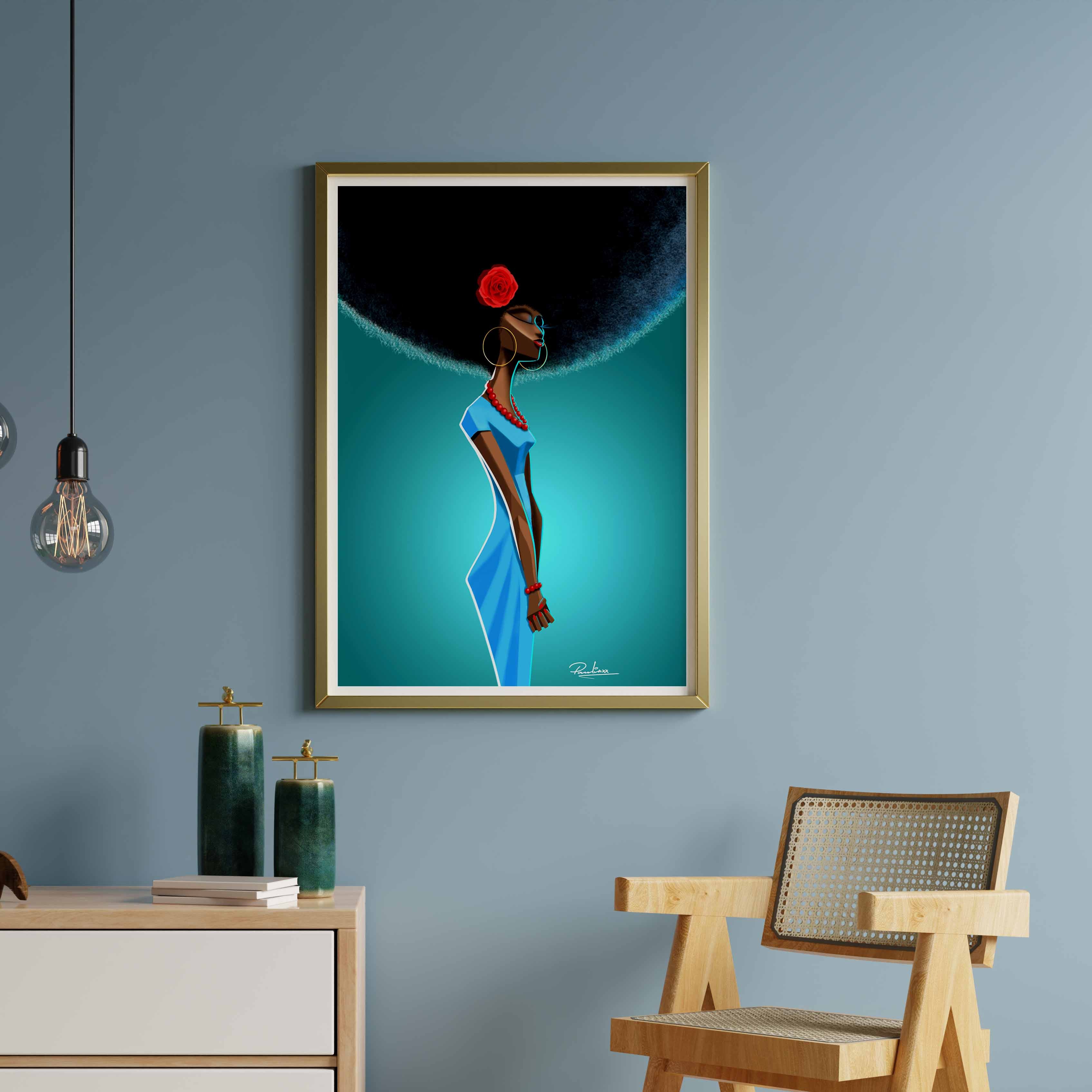 Afro Damsel (Teal)