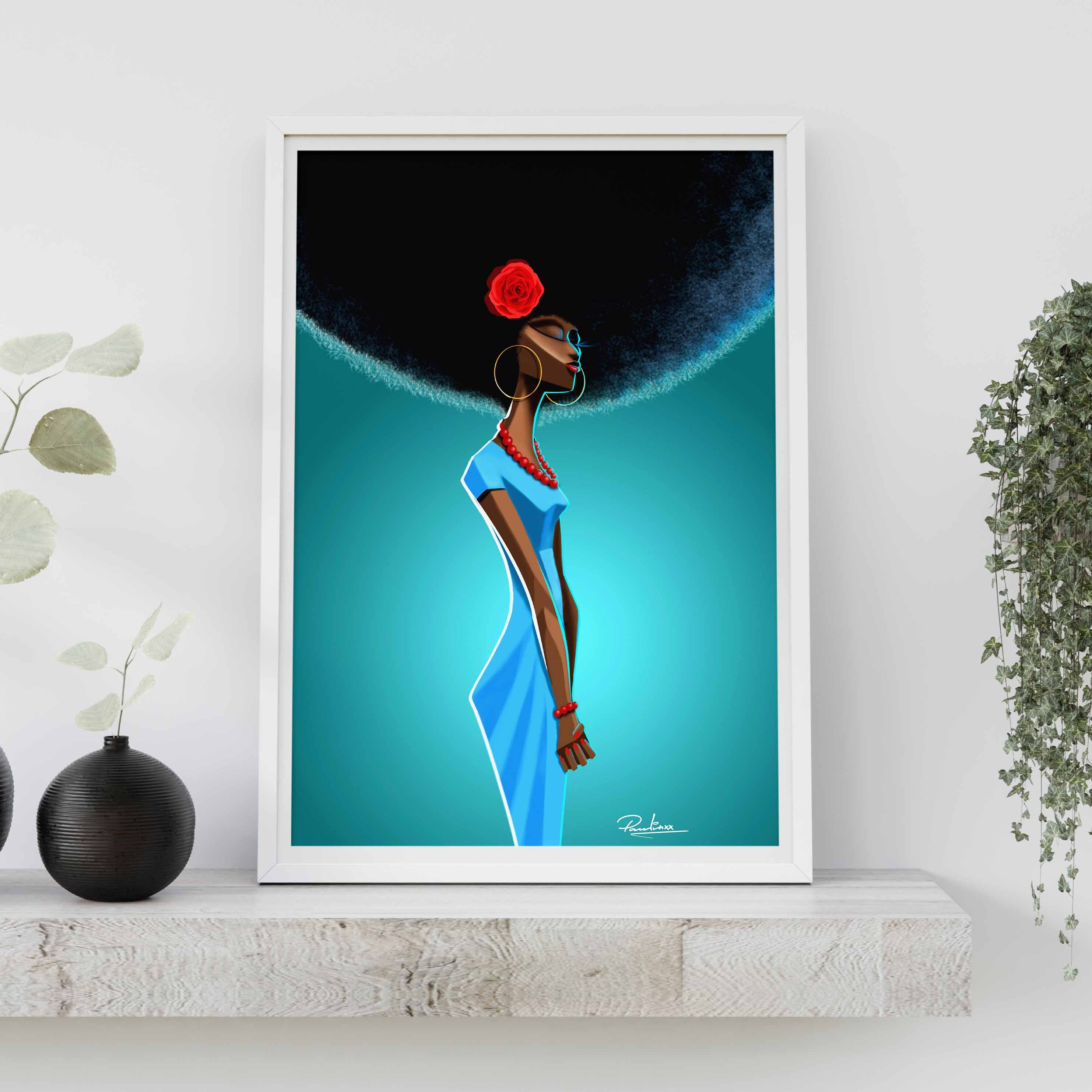 Afro Damsel (Teal)