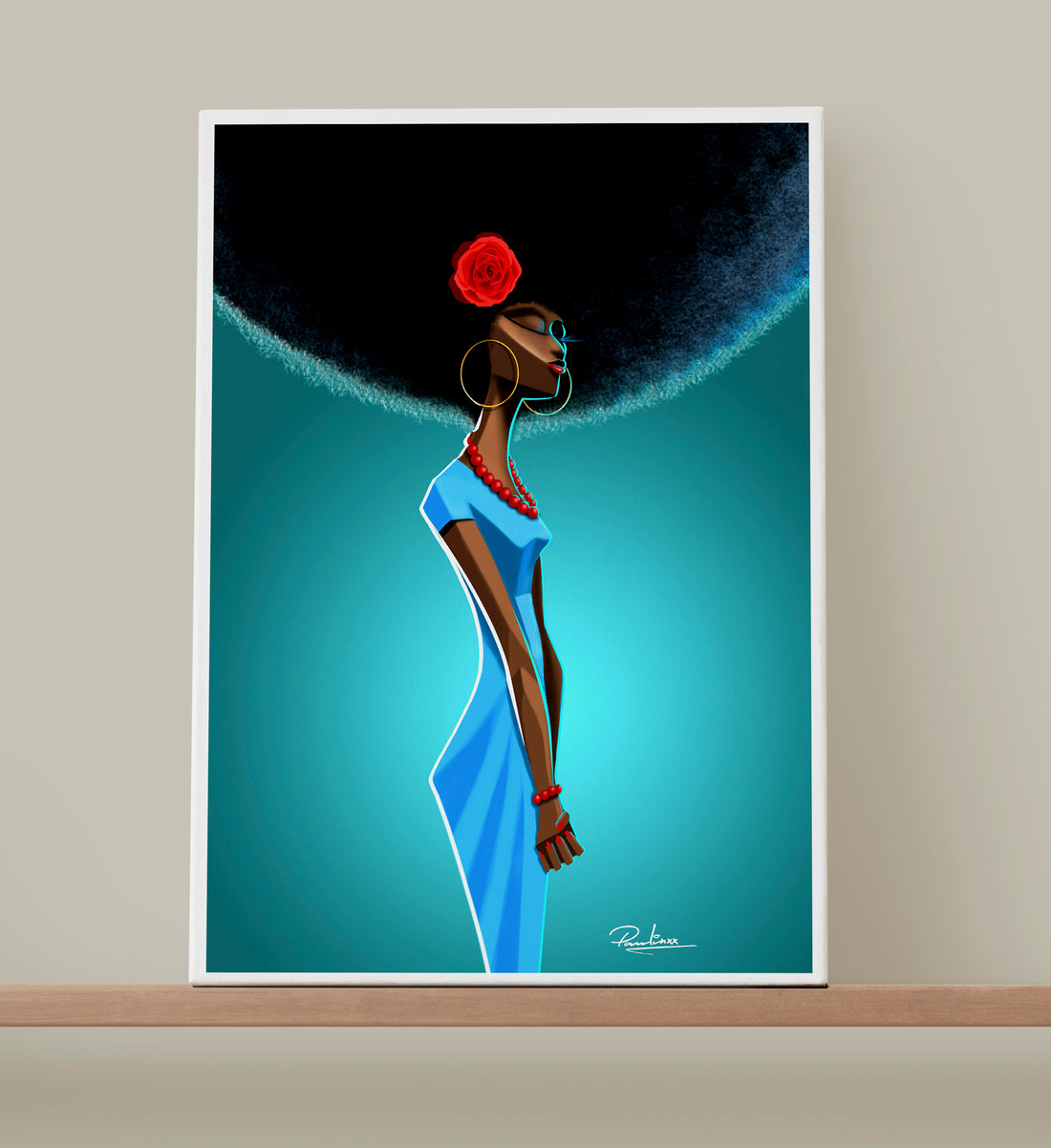 Afro Damsel (Teal)